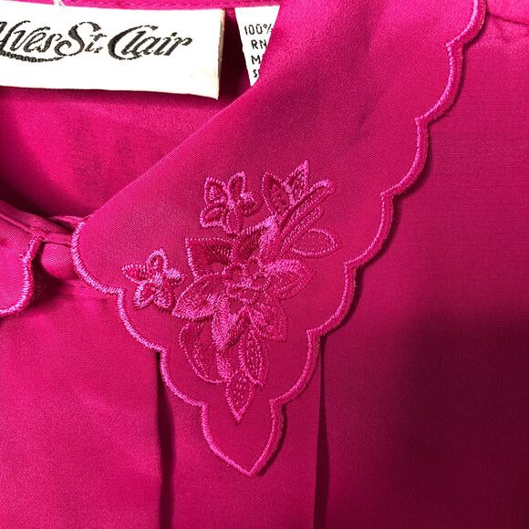 VINTAGE Fuschia Embroidered Blouse - Picture 5 of 6